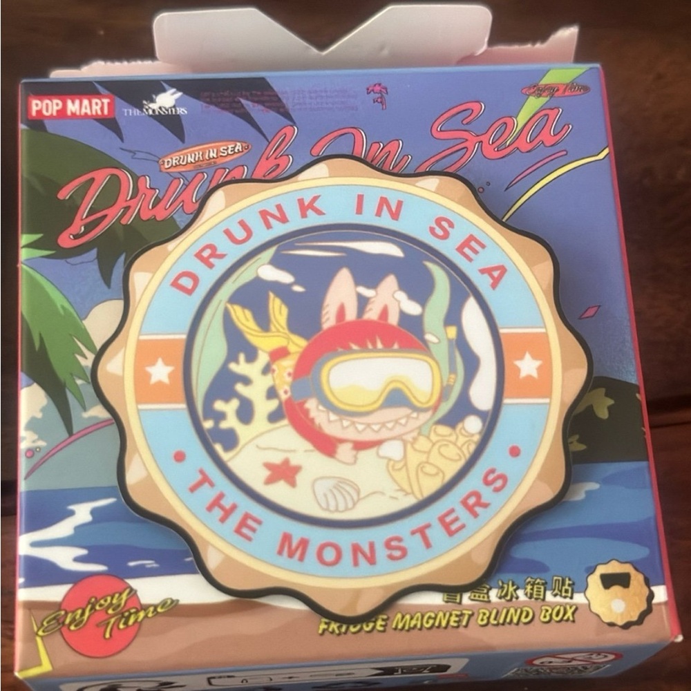 Labubu Fridge Magnet Drunk in Sea